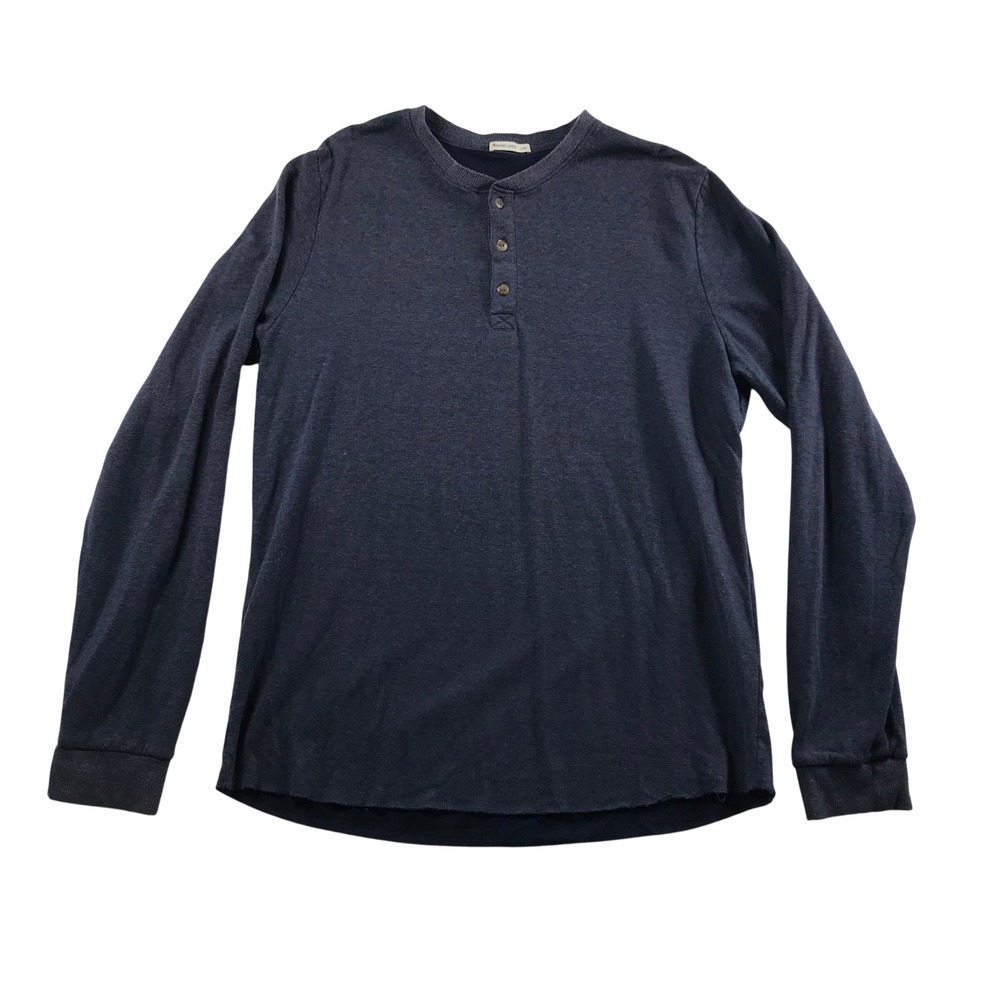 Marine Layer Mens Navy Blue Heather Long Sleeve Henley Shirt Size L/XL